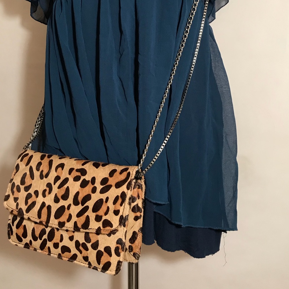 Steve Madden Leather Pony Hair Crossbody Clutch